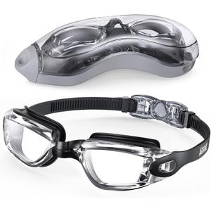 Aegend Swim Goggles, Swimming Goggles No Leaking Full Protection Adult Men Women Youth (Black Clear)