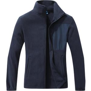 GIMECEN Women's Full Zip Soft Polar Fleece Jacket Outdoor Recreation Coat with Pockets Long-Sleeve Comfortable Outerwear (Blue) Large