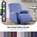 KinCam Recliner Covers, Stretch Reclining Chair Covers, Recliner Sofa Slipcovers Stripe Jacquard Recliner Couch Covers Furniture Protector Covers for Pet Kid (1 Seater, Lake Blue)