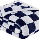 Checkered Throw Blanket, Dark Blue Soft Cozy Fluffy Knitted Throw Blankets for Couch, Sofa, Bed, Chair, Warm Fuzzy Travel Picnic Lightweight Plaid Blanket, 50x70 inches