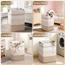 Laundry Hamper, 85L Tall Laundry Basket with Leather Handles, Rectangle Large Clothes Hamper for Organizing, Cotton Woven Laundry Baskets Storage Hampers for Bedroom, Nursery, Living Room