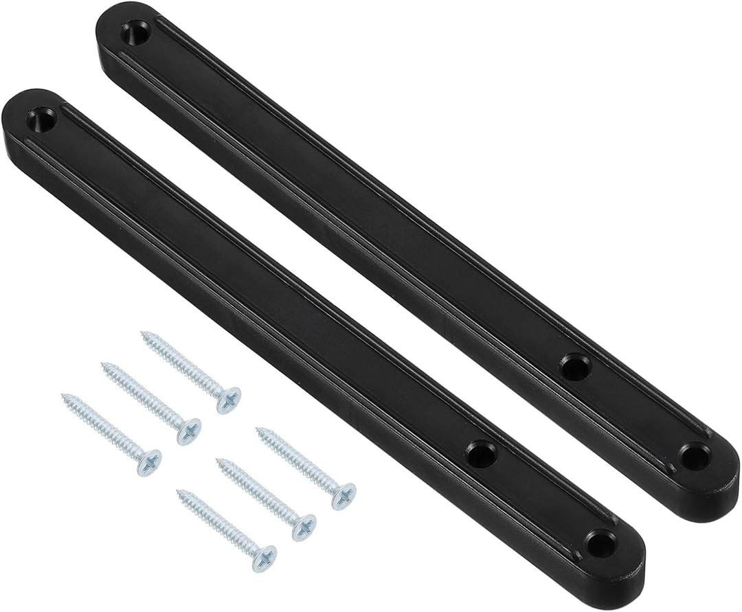 uxcell Drawer Slides, 1Set 180mm - Plastic Drawer Rails with Screw, Side Mounted Grooved Guide Rail for Cabinet Drawer Bedside Table Wardrobe Dresser (Black)