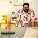 BRISIRA Big and Tall Christmas Shirts for Men Santa Hawaiian Vacation Short Sleeve Button Down Holiday Shirt Lightweight (6X-Large, White-vintage Christmas Hat)