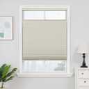 Joydeco No Tools No Drill Blinds for Indoor Windows, Cordless Window Blinds Cellular Shades Top Down Bottom Up Blackout Honeycomb Blinds Thermal Insulated Noise Reduction (Beige, 34" W x 64" H)