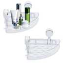 Shower Caddy 2 Pack,Bathroom Shelves,Powerful Suction Cup Corner Shower Shelf,Bathroom Organizers and Storage Baskets with Drainage Bottom,No Drilling Wall Bath Decor & Accessories,Soap Holder,White