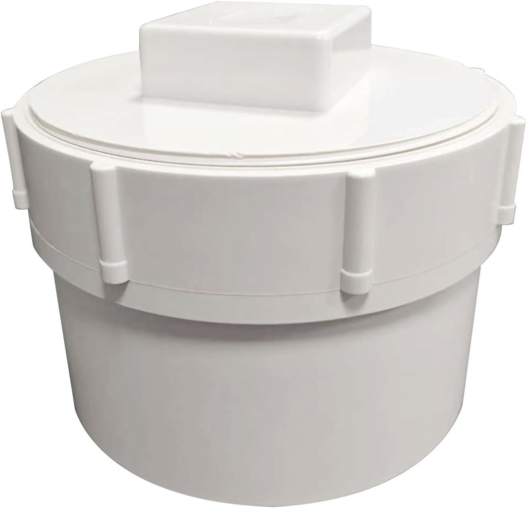6" PVC Sewer Cleanout Adapter with Plug Pipe Fitting DWV Flush Sewer Cleanout Cap for Drainage Piping System