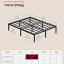 VASAGLE Full Metal Bed Frame 14 Inches Tall, 1100 lb Weight Capacity, No Box Spring Needed, with Under-Bed Storage, Easy Setup, Heavy-Duty Platform Bed, Mattress Retainers, Matte Black URMB652BD02S