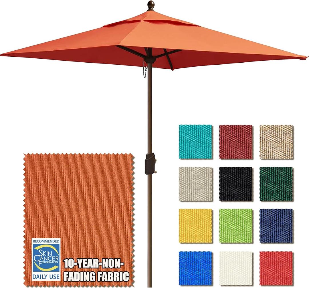 EliteShade USA 10-Year-Non-Fading 6x6Ft Square Market Patio Umbrella, UPF 50+ UV Protection Performance Sun Umbrella, Heavy Duty Commercial Grade Outdoor Table Umbrella with Crank, Windproof Vented Top for Garden, Pool, Deck and Outdoor Playsets, Rust