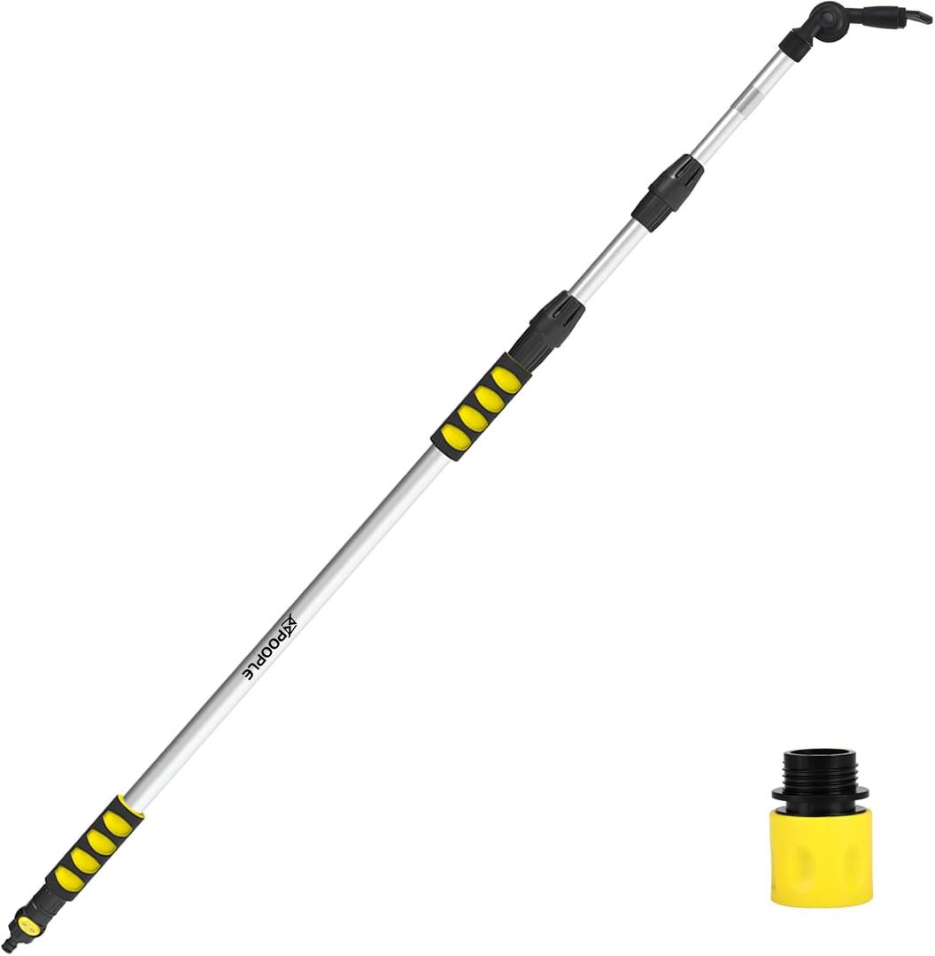 12ft (20ft Reach) Gutter Cleaning Tools from The Ground, Telescoping Rain Gutter Cleaner Tool, 270 Rotatable Gutters Cleaning Wand, Gutters Cleaning Hose Attachment & Connection Adapter