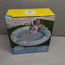 SLOOSH Inflatable Tanning Pool Lounger Float, 72" x 56" Pool Floats Adult with Pillow, 4 in 1 Round Suntan Tub Raft Floatie,Sunbathing Bed Lounge for Water Blow Up Ball Pit Party Gifts, Cyan