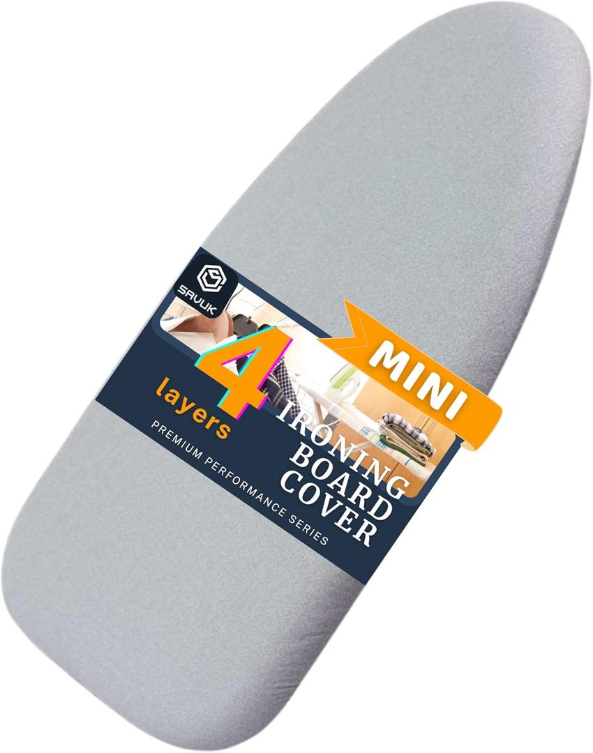 SAVUK 12 X 30 inch Smart Table top Ironing Board Cover and Pad with Standard Size, Fits Small, Mini Board, Extra Thick Padding, Elastic Cord, Heat Resistance (Replacement Cover and Pad 12"x30")