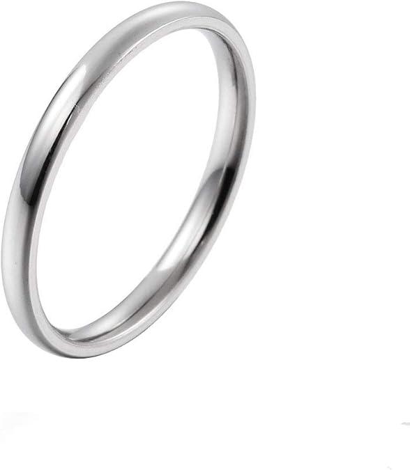 2mm Stainless Steel Engagement Comfort Fit Women Wedding Band Ring
