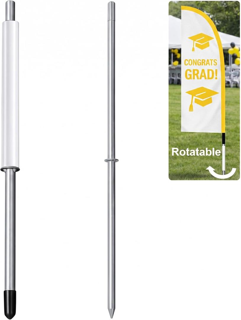 Hahafelt 2 Pcs Rotatable 22.7in Feather Flag Base, Ground Spike Stake