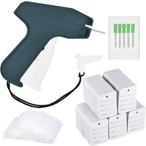 2006 PcsTagging Gun Kit Including Liumai Tag Gun, 5 Steel Needles, 1600 Clear Barbs Fasteners, 400 Pieces Clothing Price Label (Gray-Blue) (Ordinary)