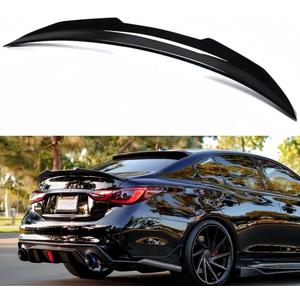 Rear Spoiler Compatible with 2014-2024 Infiniti Q50, PSM Style Duckbill Fits for 14-24 4 Door Sedan, Trunk Exterior High Kick Spoiler Wing Lip Glossy, Black