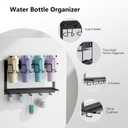 Abiglifty Water Bottle Organizer Holder, Magnetic Stanley Cup Rack with 5 Hooks 30/40 oz,No Drill Strong Magnetic and Wall Mount Tumbler Holder Organizer for Fridge,Black