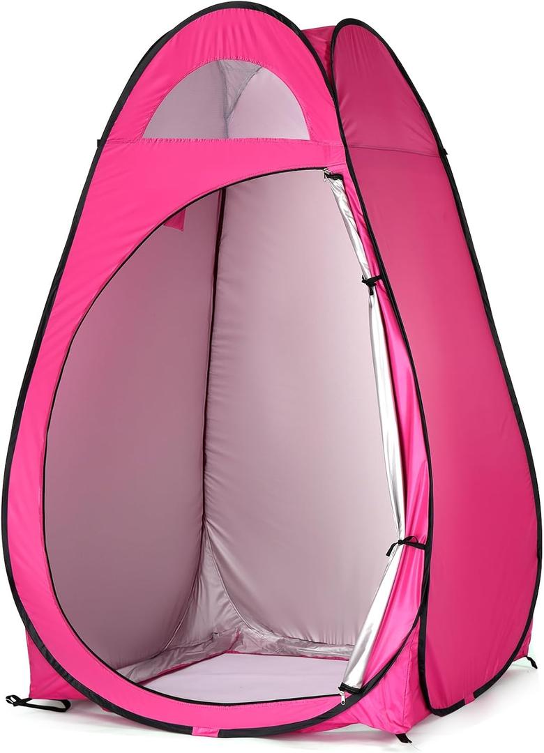Pop Up Pod - Privacy Shower Tent, Dressing Room, or Portable Toilet Stall with Carry Bag for Camping, Beach, or Tailgate by Wakeman Outdoors (Pink)