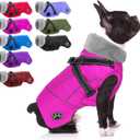 Doglay Dog Coat with Harness, Reflective Warm Dog Jacket Waterproof Puppy Winter Coat for Cold Weather, Adjustable Fleece Jacket for Small Medium Large Dogs (Pink), L