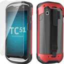 Protective Case Cover for Zebra TC51 TC52 TC56 TC57 TC510K Rugged Boot with Hand Strap for Zebra Phone Case with Tempered Glass (Red)