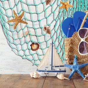 8 Pieces Natural Fish Net Decoration 80" x 40", Wall Hanging Cotton Fishnet Decor for Underwater, Mermaid, Pirate, Hawaiian, Nautical Ocean Theme Beach Bash Party Decoration (Beige, Blue, Pink, White)