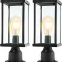 Dusk to Dawn Outdoor Post Light, Outside Post Light Fixture Waterproof, Post Lights Outdoor with Pier Mount Base for Garden, Patio, Pathway. (Black-2 Pack)