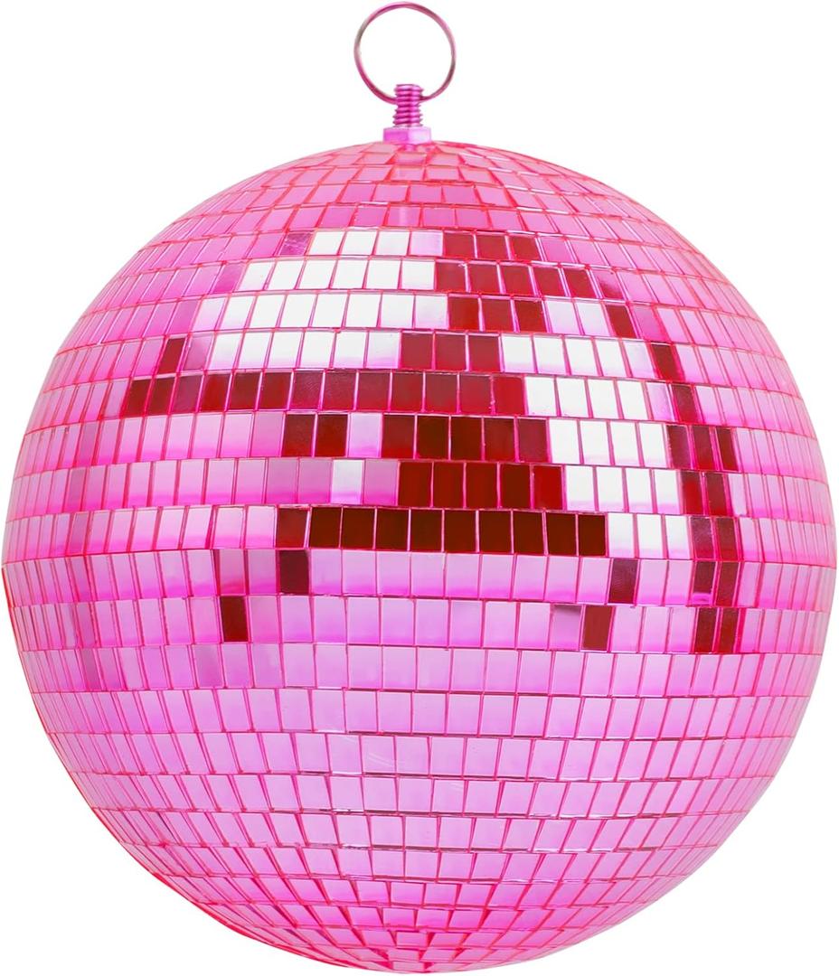 8 Inch Pink Disco Ball, Mirror Ball for Disco Parties, DJ Stage, Wedding, Home Decor (Pink-1)