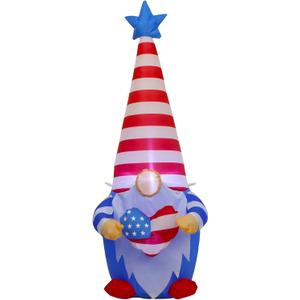 Juegoal Patriotic Independence Day Inflatable, 4FT Blow Up Gnome, 4th of July Outdoor American Uncle Sam, Lighted Tomte Elf with Top Hat for Lawn Yard Home Veterans Day Celebration Garden Decor