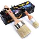 Chalk Paint Brushes Set, Pack of 2 Wax Brush - 2.5 Inches Large, Natural Bristles, Perfect for Furniture Painting, Stencils, Waxing - No Shedding, Superior Paint Pick-Up & Release