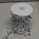 Jishi 16ft Christmas Garland Christmas Tree Silver Bead Decor, Clear Iridescent Silver Bead Garland Twist Bead String for Christmas Tree Decoration, Rustic Crystal Garland Ornaments Home Decorations