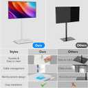 AX WABER Floor TV Stand with Mount for 26-55 inch TVs up to 77 lbs, Height Adjustable Swivel Tilt TV Stand with Wood Base, Saving Space Design for Bedroom, Living Room and Corner, White