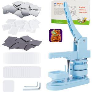 Fridge Magnet Button Maker Machine, 50mm/1.97 inch Square-Shaped Pin Maker Machine for Refrigerator Magnet, DIY Square Button Press Machine with 100 Pcs Fridge Magnet Button Maker Supplies