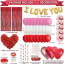 Guudmua 72 Pcs Valentines Day Decor Kit, Happy Anniversary Decorations - Balloon Set, 1000 Pcs Dark-Red Rose Petals, "I LOVE YOU" banner, Multi Decors For Romantic Decorations Special Night