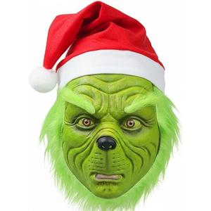 Green Furry Masks, Cosplay Monster Mask for Adults, Costume Accessory for Halloween Christmas Party