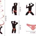 KIKEVITE Bachelorette Party Decorations I Rose Gold Curtain, Stripper Man Hanging Swirls & Banner for Birthday Wedding Engagement Bridal Shower