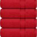 Casa Lino Red Bath Towels Set of 4 (54" x 27") - Large Bathroom Towel Set - 100% Cotton Towels for Bathroom - Highly Absorbent & Quick Dry Bath Towel Multipack - New Apartment Essentials