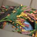 26 Inch Fall Orange Forsythia Flowers Wreath for Front Door