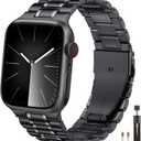 Compatible with Metal Apple Watch Bands for Men Women 46mm 45mm 49mm 44mm 42mm 41mm 40mm 38mm, Stainless Steel Strap for iWatch Bands for Men Series 11 10 9 8 7 6 5 4 3 2 1 SE Ultra 2 3 (Black)