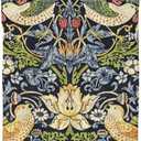 William Morris Art Kitchen Hand Towel, Green/Yellow Strawberry Thief Art Bathroom Bath Towel, Vintage Floral Bird Flower Leaf Absorbent Soft Dish Fingertip Towels for Hotel Swim Spa Gym Sports