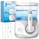 Mornwell Water Dental Flosser for Teeth, 2 Modes and 10 Adjustable Pressure Oral Irrigator for Braces, 8 Multi-Functional Tips for Family, Multiple Users, Home Use, White (600ML)