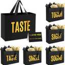 Epoesch 5 Senses Gift Bags for Him With Labels And Tissue Paper,12.6"X8.7"X4" Sight Smell Touch Taste Sound Black Medium Size Gift Bag for Men, Birthday, Anniversary, Wedding, Valentine'S Day