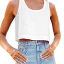 Aoysky Womens Cotton Crop Tops Casual Loose Tank Top Sleeveless Basic Cropped Athletic Yoga Workout Shirt White, Size Small