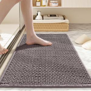 Bathroom Rugs Non Slip Washable, Super Absorbent Thin Bath Mat for Small Quick Dry Low Pile Bathroom Rug, (Light Gray, 32x20)