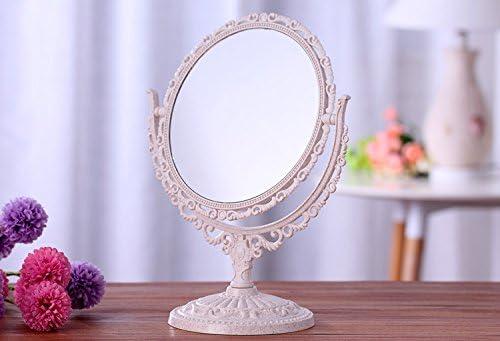 Women Makeup Mirror Vintage Floral Oval Round Handhold Mirror Princess Elegant Makeup Beauty Tools,White,Round