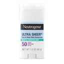 Neutrogena Ultra Sheer Dry Touch SPF 50 Mineral Sunscreen Stick for Sensitive Skin, Zinc Oxide, Body & Face Sunscreen with Vitamin E, No White Residue & Vegan, 1.5 oz