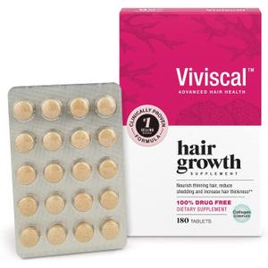 Viviscal Hair Growth Supplements For Women For Thicker, Fuller Hair, Nourishes Thinning & Loss, With Proprietary Collagen Complex, 180 Tablets, 3 Month Supply (180 Count (Pack of 1))
