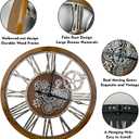 The B-Style Large Real Moving Gears Wall Clock 30 inch Rustic Retro Industrial Farmhouse Wood Clock Oversized Decorative Vintage Wall Clocks for Living Room (Drak Brown and Bronze)