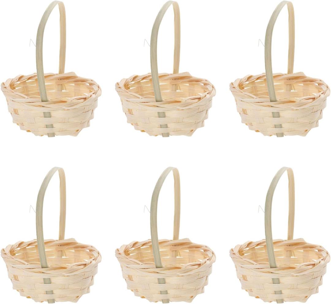 Vaguelly 20pcs Mini Woven Bamboo Decor Flower Basket, Light Yellow, 4.32X3.14X2.36in, Rectangular, Decoration, Party Favor