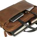 KomalC Leather Laptop Sleeve 15.5" with Trolley Strap, Fits up to 16" Laptop, Slim Office Bag with Shoulder Strap