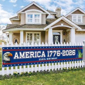 2 x 250 Anniversary USA Banner Flag 4th Of July Decorations 120" X 20" Large 1776-2026 250th Anniversary Banner for Outdoor, Indoor, Yard, Garden, Porch, Lawn