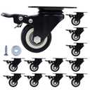 2 Inch Caster Wheels Set of 12, Heavy Duty Casters,with Brake,No Noise Locking Polyurethane (PU) Wheels, for Furniture and Workbench Load 800lbs